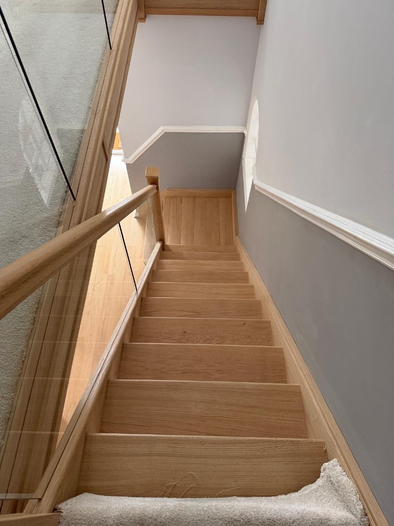 Custom Solid Oak Open Plan Staircase Project in Strood, Kent